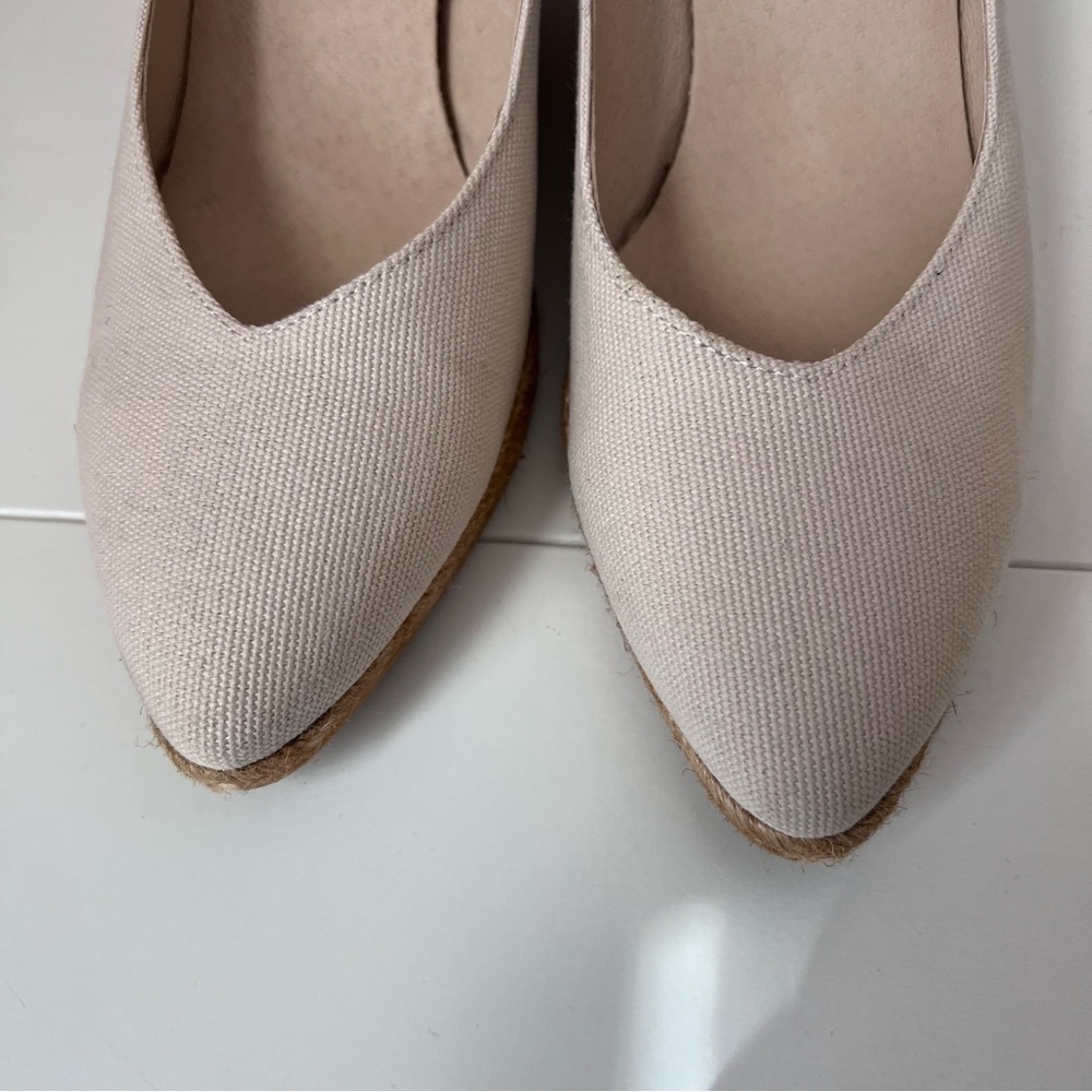 Roses Canvas V Cut Espadrille Wedges - Picture 10 of 16